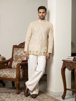 Jompers - Beige Printed Full Sleeves Kurta & Pyjama