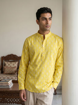 Jompers - Yellow Floral Full Sleeves Kurta