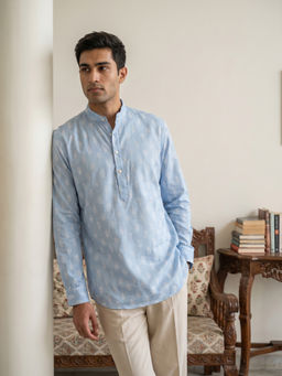 Jompers - Blue Floral Full Sleeves Kurta