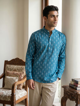 Jompers - Blue Floral Full Sleeves Kurta