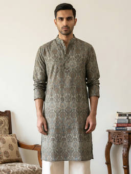 Jompers - Green Printed Full Sleeves Kurta