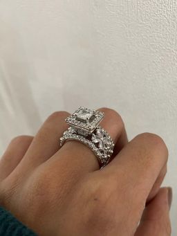 ISHKAARA - Rhodium-Plated White AD-Studded Finger Ring