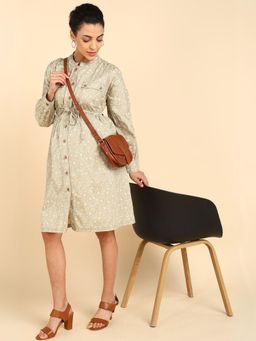 Zelena - Pregnancy and Postpartum Maternity Feeding Zipless Dress In Cotton Fabric