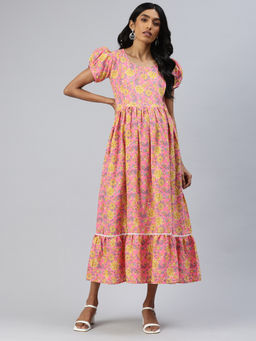Swishchick - Pink Fit and Flare Concealed Feeding Zip Maternity Dress