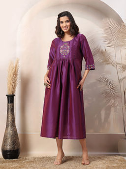Zelena - Purple Polyester Maternity Feeding Dress