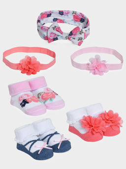 Mi Arcus - Multi-Color Socks And Headbands For Girls (Pack of 3) (0-12 Months)