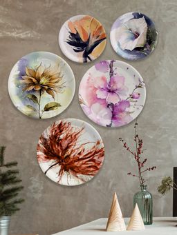 Nestroots - English Style Flower Wall Plates (Pack Of 5)