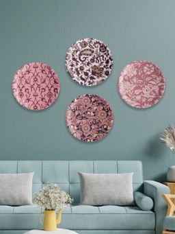 Nestroots - Ikat Print Porcelain Wall Plates (Pack Of 5)