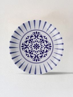 Nestroots - Elegant Blue Pottery Symmetry Floral For Every Space Wall Plate