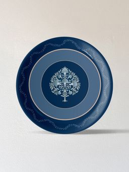 Nestroots - Elegant Blue And White Plate Blue Pottery Inspired Floral Tree Plate Blue