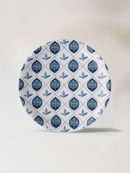 Nestroots - Elegant Blue And White Plate Blue Pottery Inspired Symmetry Tree Floral Plate