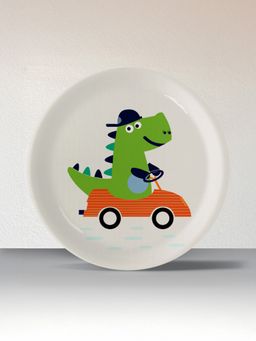 Nestroots - Playful Art For Kids' Rooms Dino Car Porcelain Plate