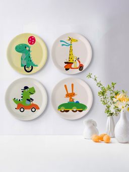 Nestroots - Playful Art For Kids' Rooms Collage Porcelain Wall Plates (Pack Of 4)
