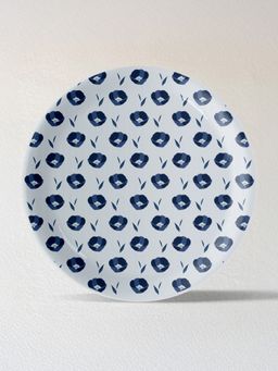 Nestroots - Geometry In Everyday Art Blue Pottery Inspired Geometry Floral Plate