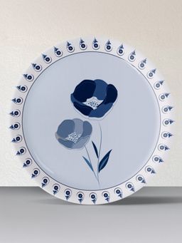 Nestroots - Geometry In Everyday Art Blue Pottery Inspired Floral Plate