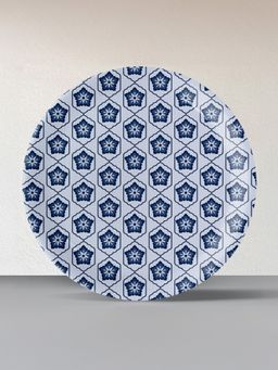 Nestroots - Geometry In Everyday Art Blue Pottery Inspired Jaali Symmetry Floral Plate