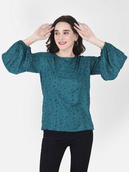 CRIMSOUNE CLUB - Women Teal Floral Top