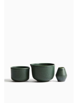 H&M - Green Stoneware Matcha Set