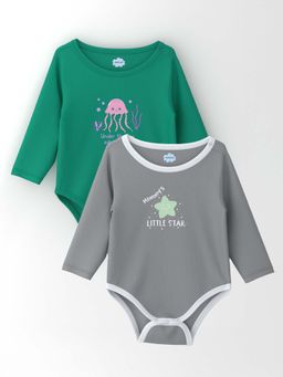 Nautinati - Girls Multi-Colour Cotton Printed Bodysuit (Pack Of 2)