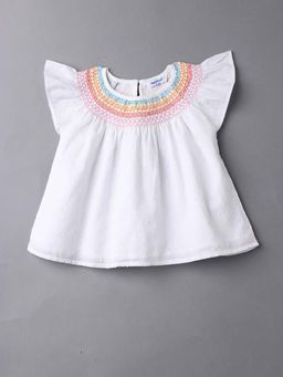 Nautinati - Girls Cotton Flutter Sleeves Top with Front Shirring (Pack Of 2)