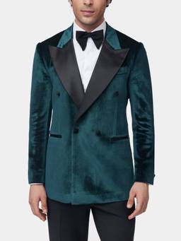 Gatsby Collection - Teal Emerald Velvet Gc Tuxedo Blazer
