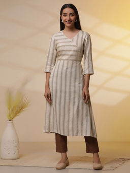Aurelia - Light Beige Mock Kurta with Pant (Set of 2)