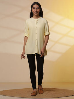 Aurelia - Yellow Yarn-Dyed Summer Top with Denim Jeggings (Set of 2)