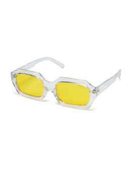 Mespee - Clear Rectangular Full Plastic UV-Protected Full Rim Sunglasses (52)