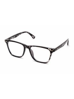 Mespee - Black Clear Lens Square Full Plastic UV-Protected Full Rim Sunglasses (52)