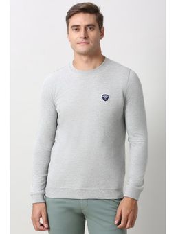 Peter England - Grey Solid Crew Neck Sweatshirt