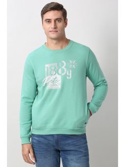 Peter England - Green Graphic Print Crew Neck Sweatshirt