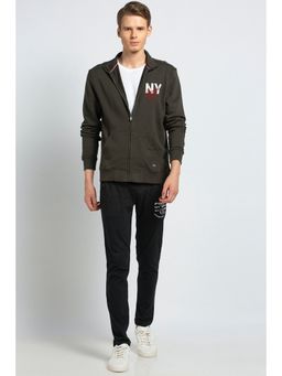 Van Heusen - Men Zip Front & Full Sleeve Sweatshirt - Olive