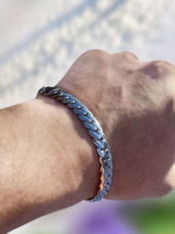 Peora - Men Silver Plated Stainless Steel Openable Bracelet