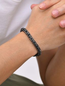 Peora - Men Black Stainless Steel Fancy Bracelet