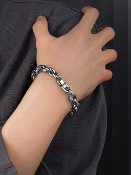 Peora - Men Silver Plated Stainless Steel Openable Stylish Bracelet