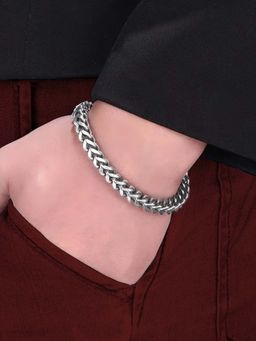 Peora - Men Silver Plated Stainless Steel Openable Bracelet