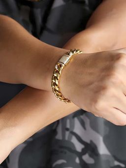 Peora - Men Gold Plated Stainless Steel Stones Bracelet