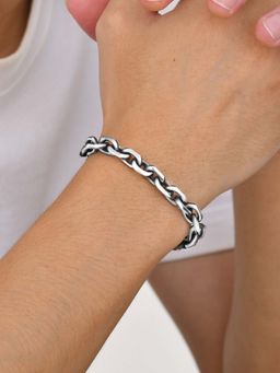 Peora - Men Silver Plated Stainless Steel Openable Link Bracelet