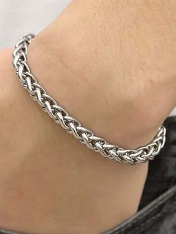 Peora - Men Silver Plated Stainless Steel Link Bracelet