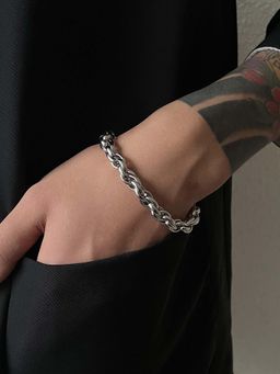 Peora - Men Stainless Steel Silver Plated Fancy Bracelet