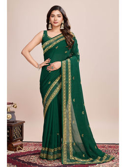 Mysilklove - Castleton Green Designer Partywear Saree with Unstitched Blouse
