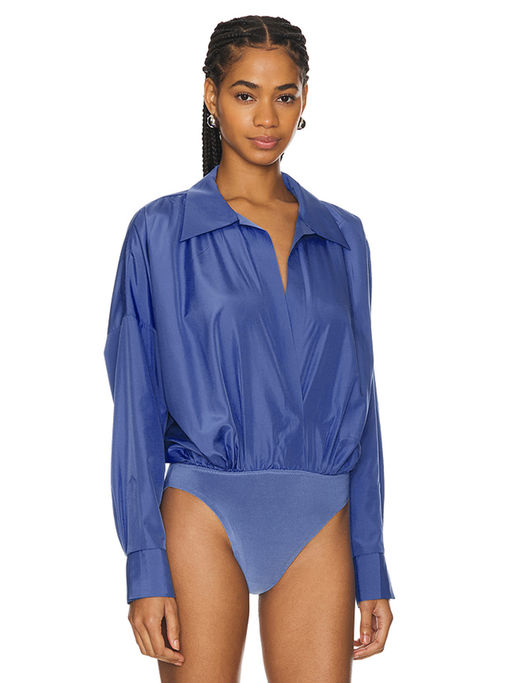 Buy Norma Kamali Super Oversized Boyfriend Shirt Bodysuit Online