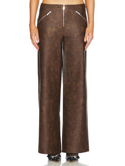 Weworewhat - Faux Leather Zipper Fly Pant