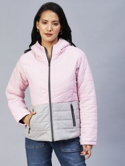 RIGO - Women Pink Double Shade Peplum Cut Puffer Jacket