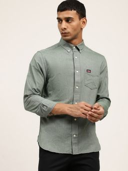 GANT - Men Green Solid Regular Fit Shirt