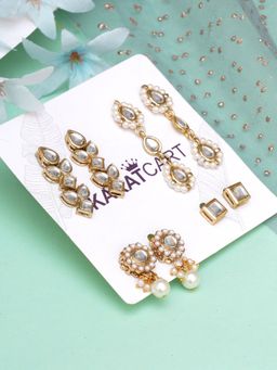 Karatcart - Set of 4 Handcrafted Kundan Earrings Combo for Women