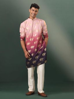Vastramay - Multi-Color Embroidered Mandarin Neck Kurta With Pyjama