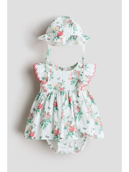 H&M - Girls White 2-Piece Floral-Print Set