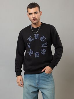 Club York - Black Full Sleeve Round Neck Printed Sweatshirt
