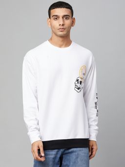Club York - Men White Printed Sweatshirt